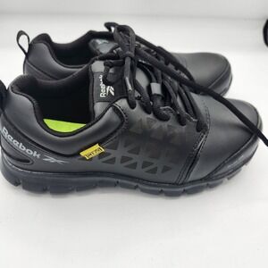 Reebok Sublite Alloy Toe‎ Black Leather Work Safety Shoes Women's Size 9W